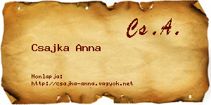 Csajka Anna névjegykártya